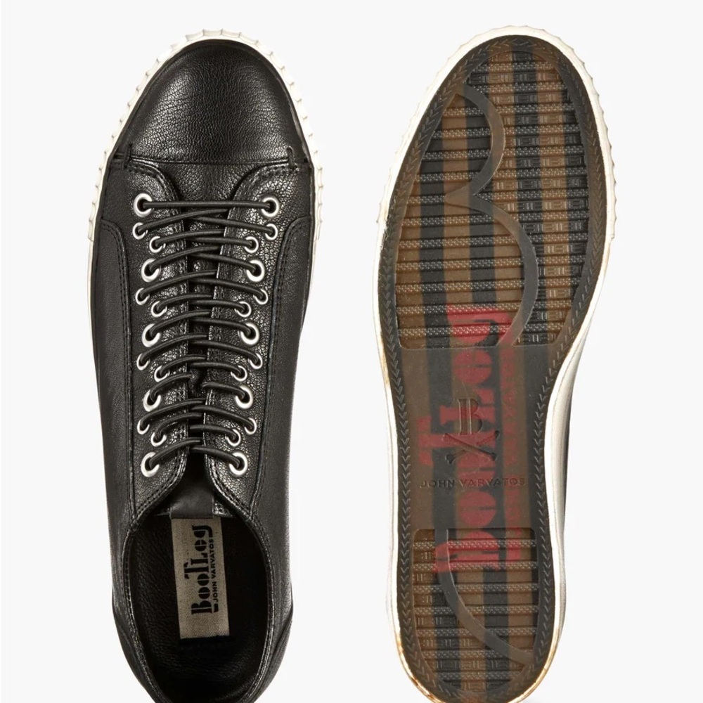 JOHN VARVATOS Bootleg Black Leather Sneakers Men’s Shoes